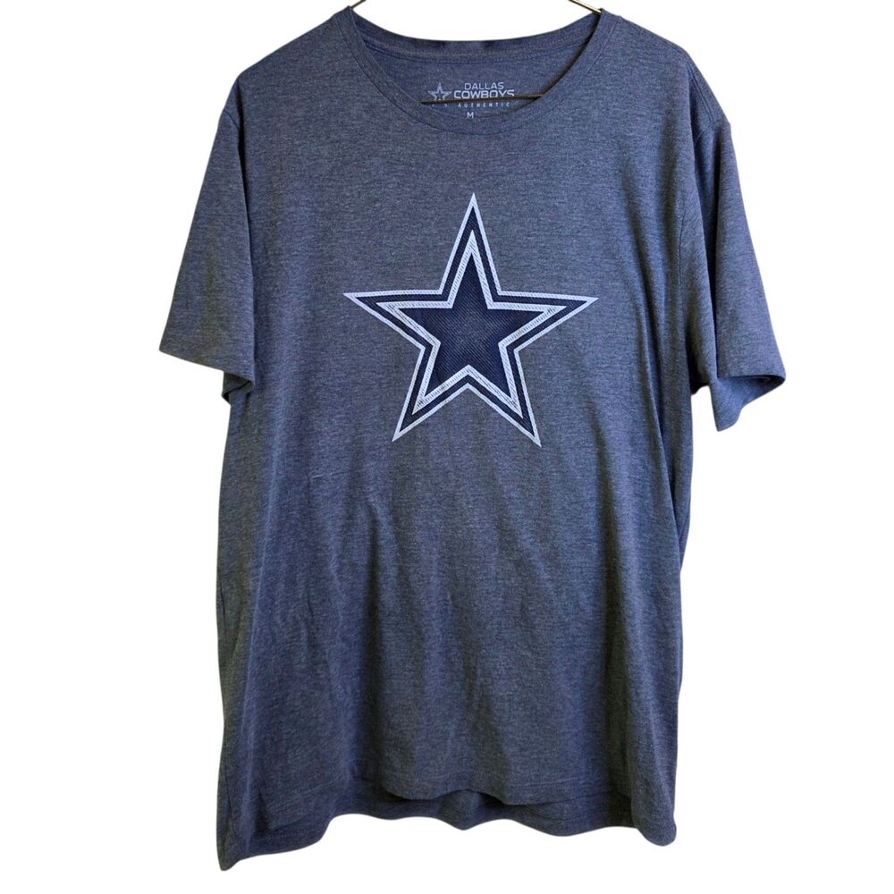 Dallas Cowboys Authentic NFL Mens Medium T-Shirt Heather Gray Blue Star Logo M
